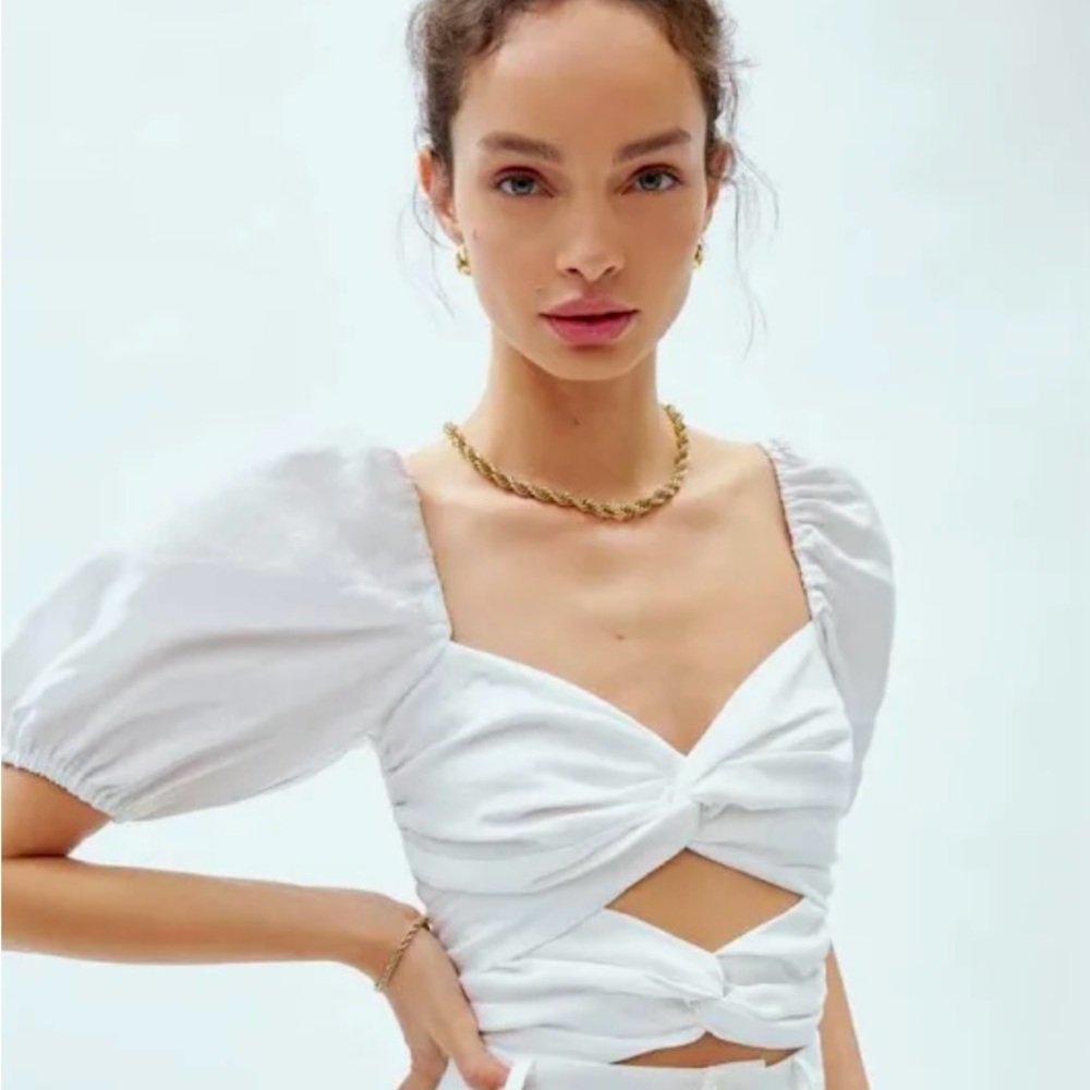 Reformation Karina Linen Crop Top